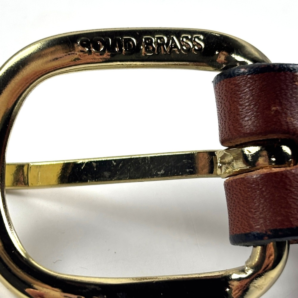 South Carolina Palmetto Belt Mens 36 Blue Tan Webbed Brass Preppy Coastal - Picture 3 of 4